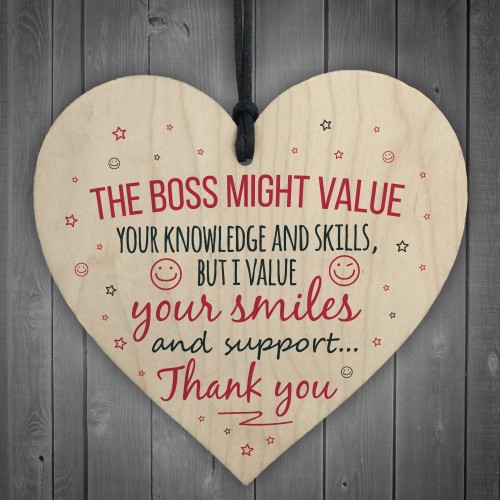 I Value You Colleague Wooden Heart Plaque Sign Friendship Gift 