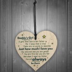Daddy's Girl Hanging Wooden Heart FATHERS DAY Gift For Him Idea 