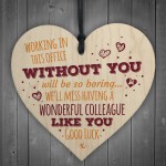 Wonderful Colleague Wooden Heart Plaque Friendship Sign Bye Gift