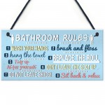 Bathroom Toilet Loo Rules Shabby Chic Vintage Retro Funny Sign