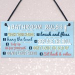 Bathroom Toilet Loo Rules Shabby Chic Vintage Retro Funny Sign