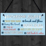 Bathroom Toilet Loo Rules Shabby Chic Vintage Retro Funny Sign