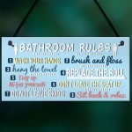 Bathroom Toilet Loo Rules Shabby Chic Vintage Retro Funny Sign