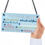 Bathroom Toilet Loo Rules Shabby Chic Vintage Retro Funny Sign