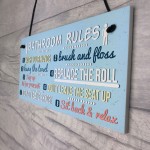 Bathroom Toilet Loo Rules Shabby Chic Vintage Retro Funny Sign