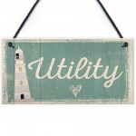 Utility Room Sign Hanging Plaque Seaside Nautical Shabby Gifts