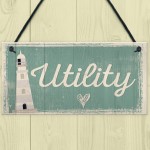 Utility Room Sign Hanging Plaque Seaside Nautical Shabby Gifts