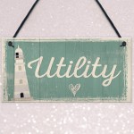 Utility Room Sign Hanging Plaque Seaside Nautical Shabby Gifts