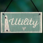 Utility Room Sign Hanging Plaque Seaside Nautical Shabby Gifts