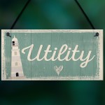 Utility Room Sign Hanging Plaque Seaside Nautical Shabby Gifts