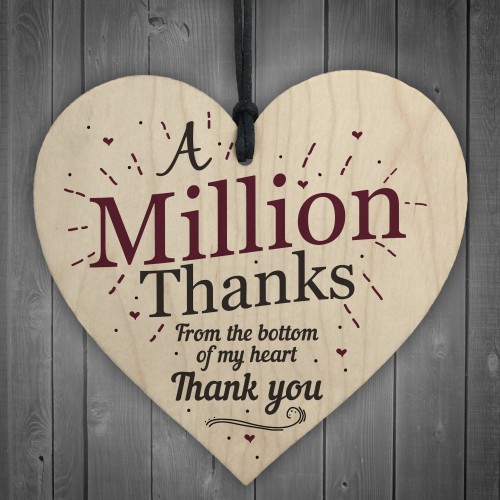 A Million Thanks Friendship Sign Best Friend Gift Wooden Heart