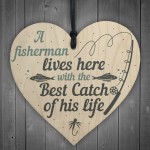 Grandad Lives Here CARP Fishing Wood Signs Fathers Day Plaques