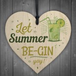 Let Summer Beg-in Summer House Heart Wood Plaques Garden Sign 