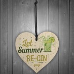 Let Summer Beg-in Summer House Heart Wood Plaques Garden Sign 