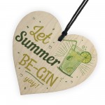 Let Summer Beg-in Summer House Heart Wood Plaques Garden Sign 