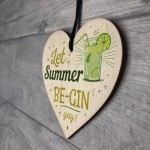 Let Summer Beg-in Summer House Heart Wood Plaques Garden Sign 