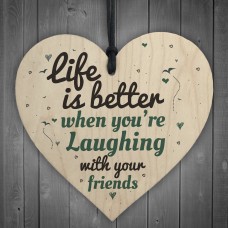 Laugh With Friends Sign Best Friend Plaque Heart Birthday Gifts