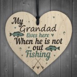 Grandad Lives Here CARP Fishing Wooden Sign Father Plaque GIFTS