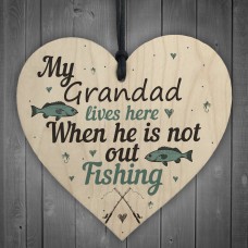 Grandad Lives Here CARP Fishing Wooden Sign Father Plaque GIFTS
