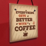 Better With Coffee Retro Vintage Kitchen Wall Decor Pub Sign