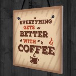 Better With Coffee Retro Vintage Kitchen Wall Decor Pub Sign