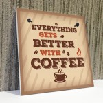 Better With Coffee Retro Vintage Kitchen Wall Decor Pub Sign