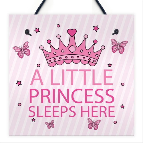 Princess Sleeps Plaque Door Nursery Bedroom Sign Gift Baby Girls