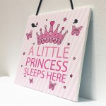 Princess Sleeps Plaque Door Nursery Bedroom Sign Gift Baby Girls