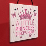 Princess Sleeps Plaque Door Nursery Bedroom Sign Gift Baby Girls