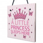 Princess Sleeps Plaque Door Nursery Bedroom Sign Gift Baby Girls