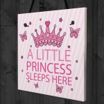 Princess Sleeps Plaque Door Nursery Bedroom Sign Gift Baby Girls