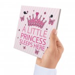 Princess Sleeps Plaque Door Nursery Bedroom Sign Gift Baby Girls