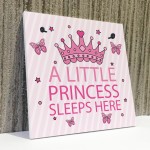 Princess Sleeps Plaque Door Nursery Bedroom Sign Gift Baby Girls