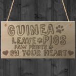 Guinea Pigs Paw Prints Wooden Plaques Hutch Cage Run Garden Pet
