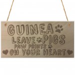 Guinea Pigs Paw Prints Wooden Plaques Hutch Cage Run Garden Pet