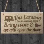 Open Door Policy Caravan Wood Plaque Shabby Sign Best Friend