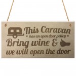 Open Door Policy Caravan Wood Plaque Shabby Sign Best Friend