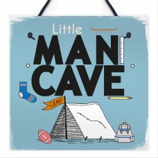 Little Man Cave Hanging Door Sign Kids Bedroom Wall Plaque Decor