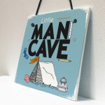 Little Man Cave Hanging Door Sign Kids Bedroom Wall Plaque Decor