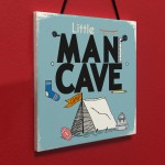 Little Man Cave Hanging Door Sign Kids Bedroom Wall Plaque Decor