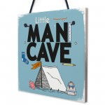 Little Man Cave Hanging Door Sign Kids Bedroom Wall Plaque Decor