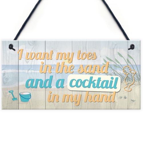 Cocktail In My Hand Plaque Nautical Decor Sign Beach Seaside