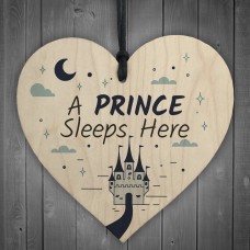 Prince Sleeps Here Plaque Boys Bedroom Accessory Blue Kids Wall