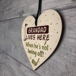 Grandad Lives Here When Hes Teeing Off Golf Sign Wooden Heart