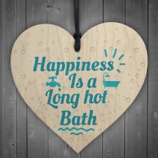 Long Hot Bath Bathroom Toilet Sign Wooden Heart Sign Home Gift