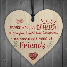 Fun & Laughter Cousin Wooden Heart Family Plaque Thank You Gifts