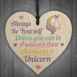 Be Yourself Unicorn Wall Bedroom Wood Heart Girl Room Sign Gift