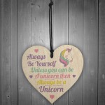 Be Yourself Unicorn Wall Bedroom Wood Heart Girl Room Sign Gift