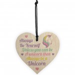 Be Yourself Unicorn Wall Bedroom Wood Heart Girl Room Sign Gift