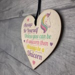 Be Yourself Unicorn Wall Bedroom Wood Heart Girl Room Sign Gift